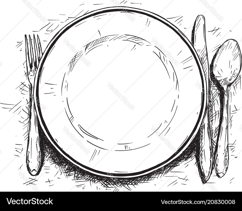 Elegant Empty Plate with Knife and Fork vector image