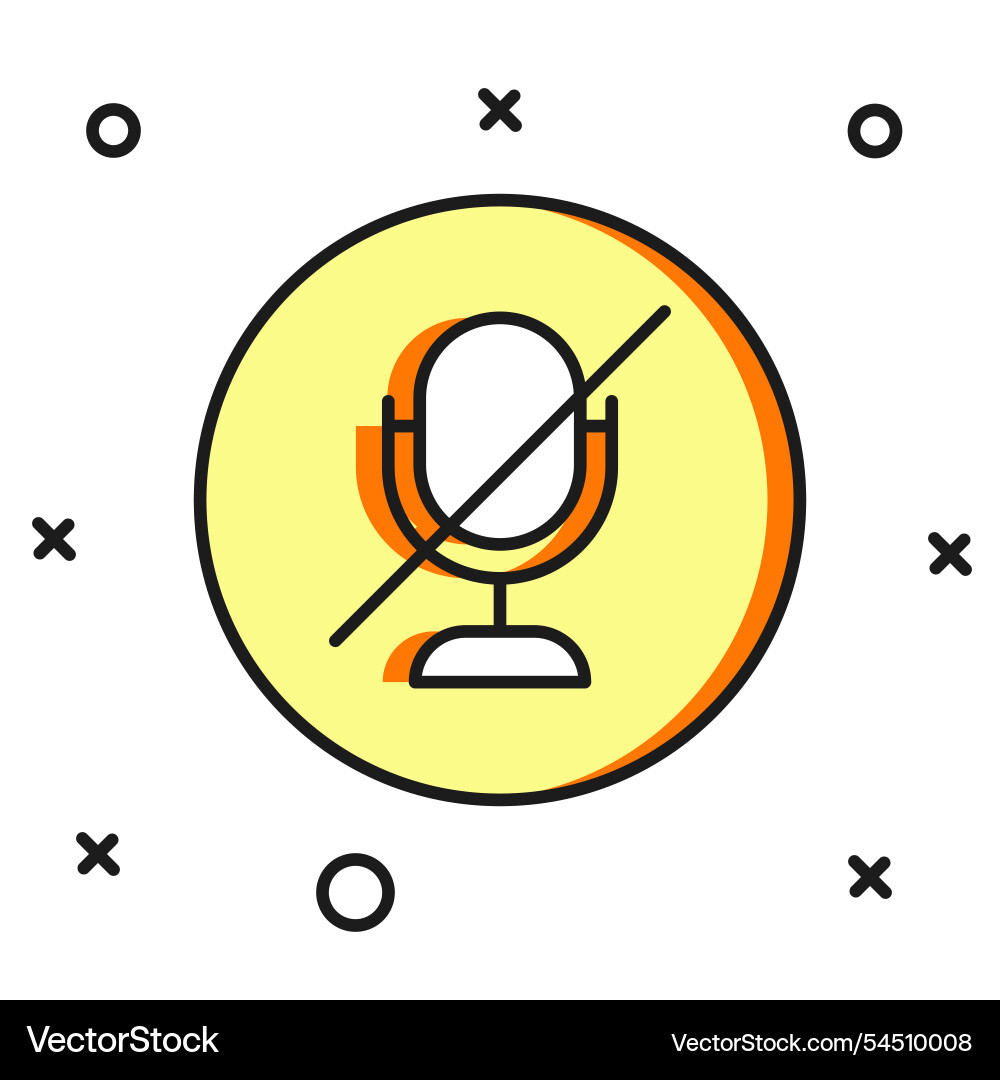 Filled outline mute microphone icon isolated Vector Image