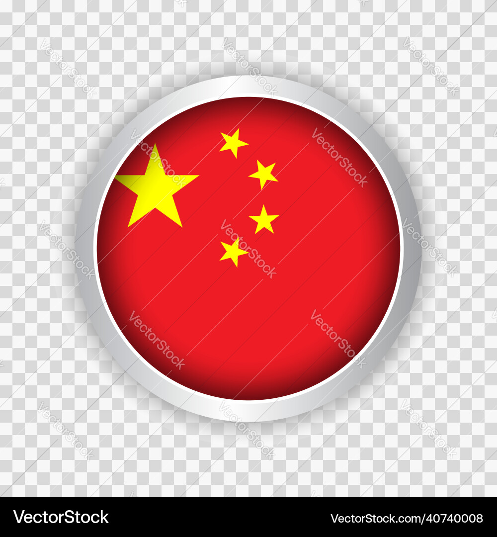 Flag of china on round button transparent vector image