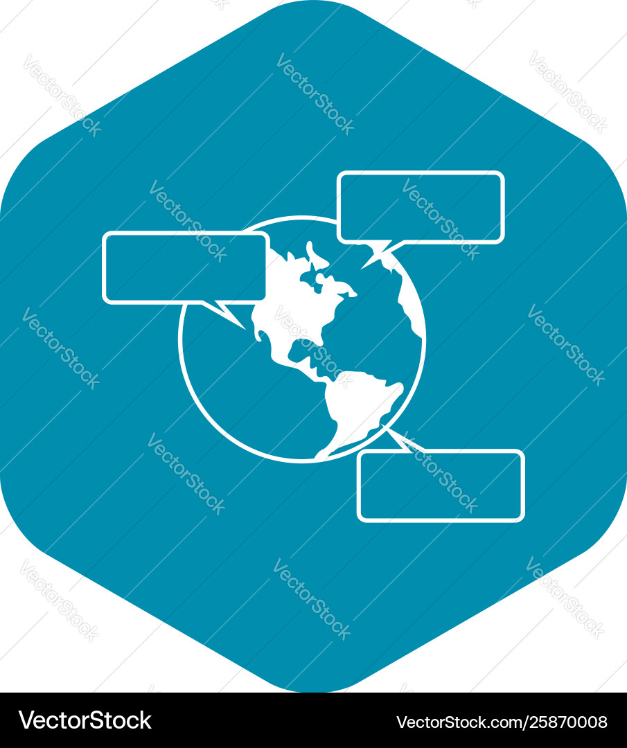 Globe and empty speech bubbles icon vector image