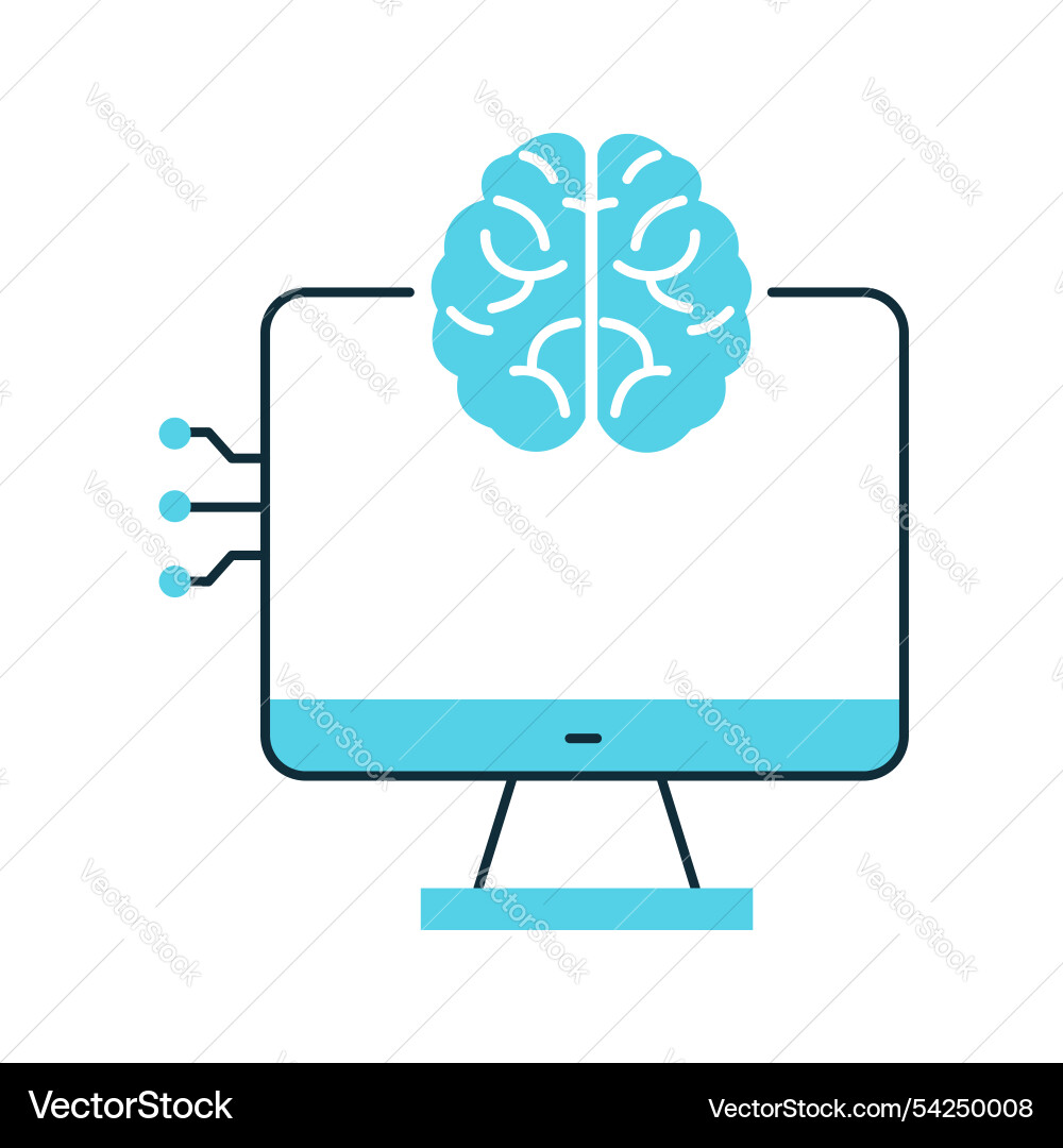 Machine learning and ai interface icon design vector image