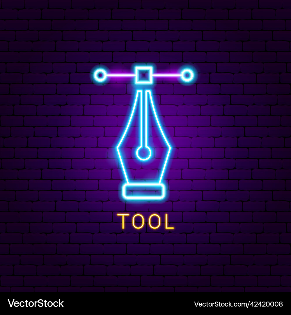 Pen tool neon label Royalty Free Vector Image - VectorStock