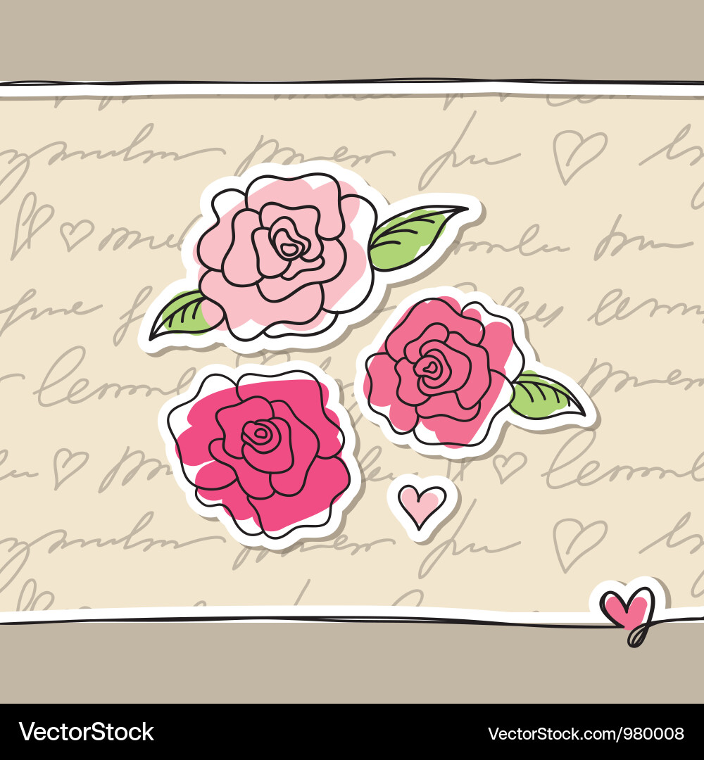 Pink roses Royalty Free Vector Image - VectorStock