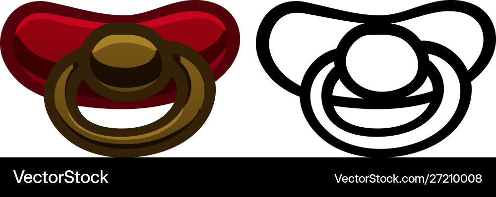 Red nipple in colored and line versions Vector Image