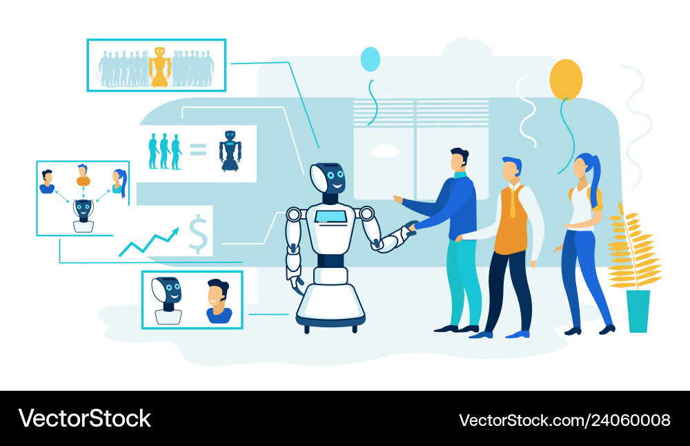 Robot artificial intelligence processing meeting Robot artificial intelligence processing meeting vector image
