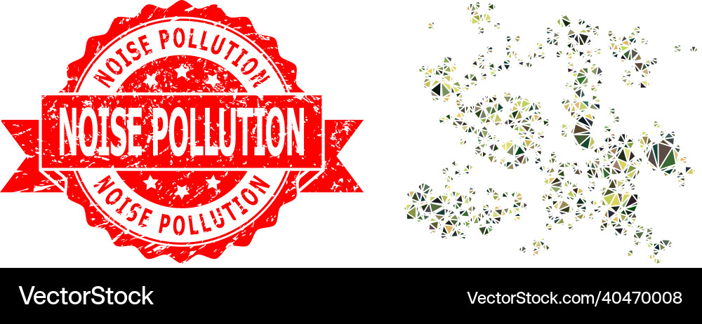 Rubber noise pollution stamp seal and particle Vector Image