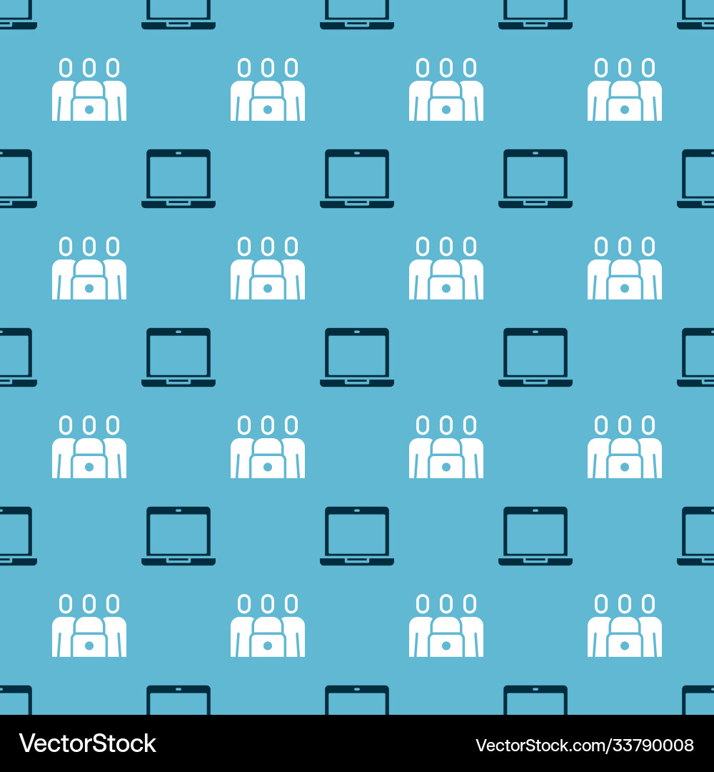 Set laptop and online class on seamless pattern vector image