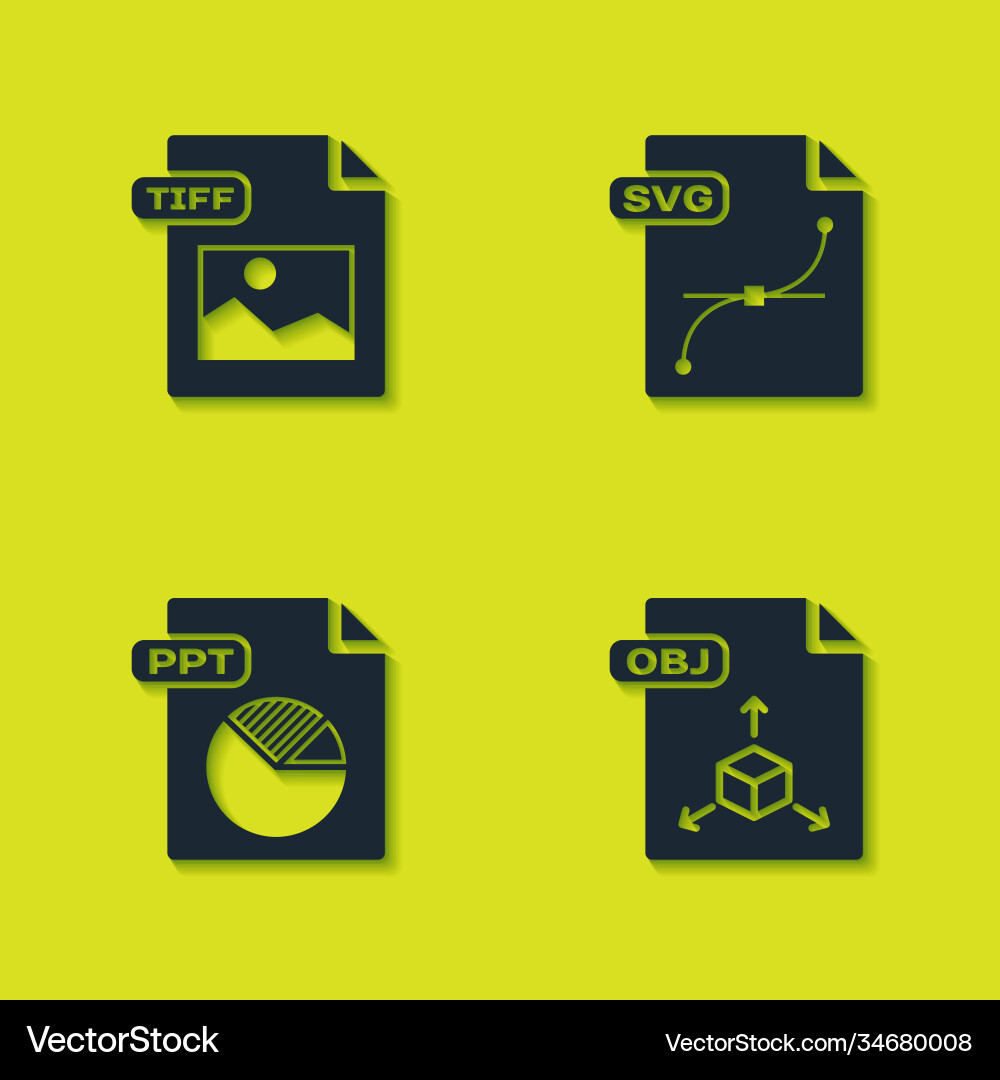 Set tiff file document obj ppt and svg icon Set tiff file document obj ppt and svg icon vector image