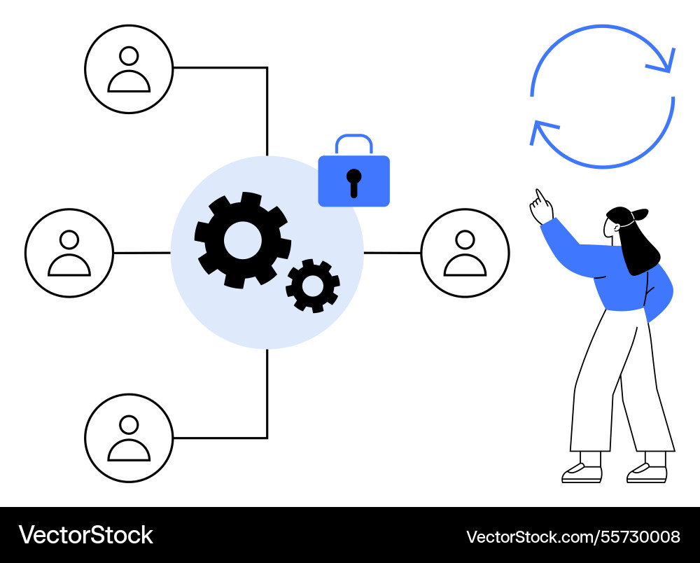 Team collaboration with secure data sharing Team collaboration with secure data sharing Vector Image