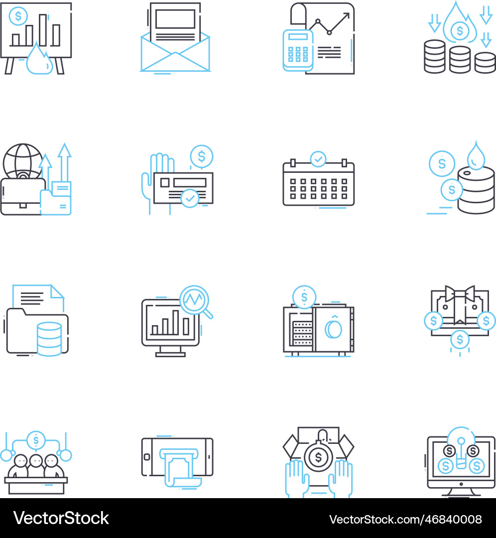 Wireless communication linear icons set bluetooth Wireless communication linear icons set bluetooth vector image