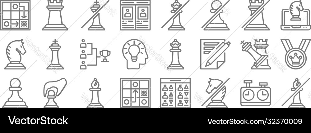 Chess game line icons linear set quality Chess game line icons linear set quality vector image