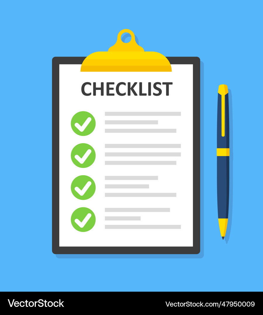 Clipboard with checklist in a flat style - stosk vector image