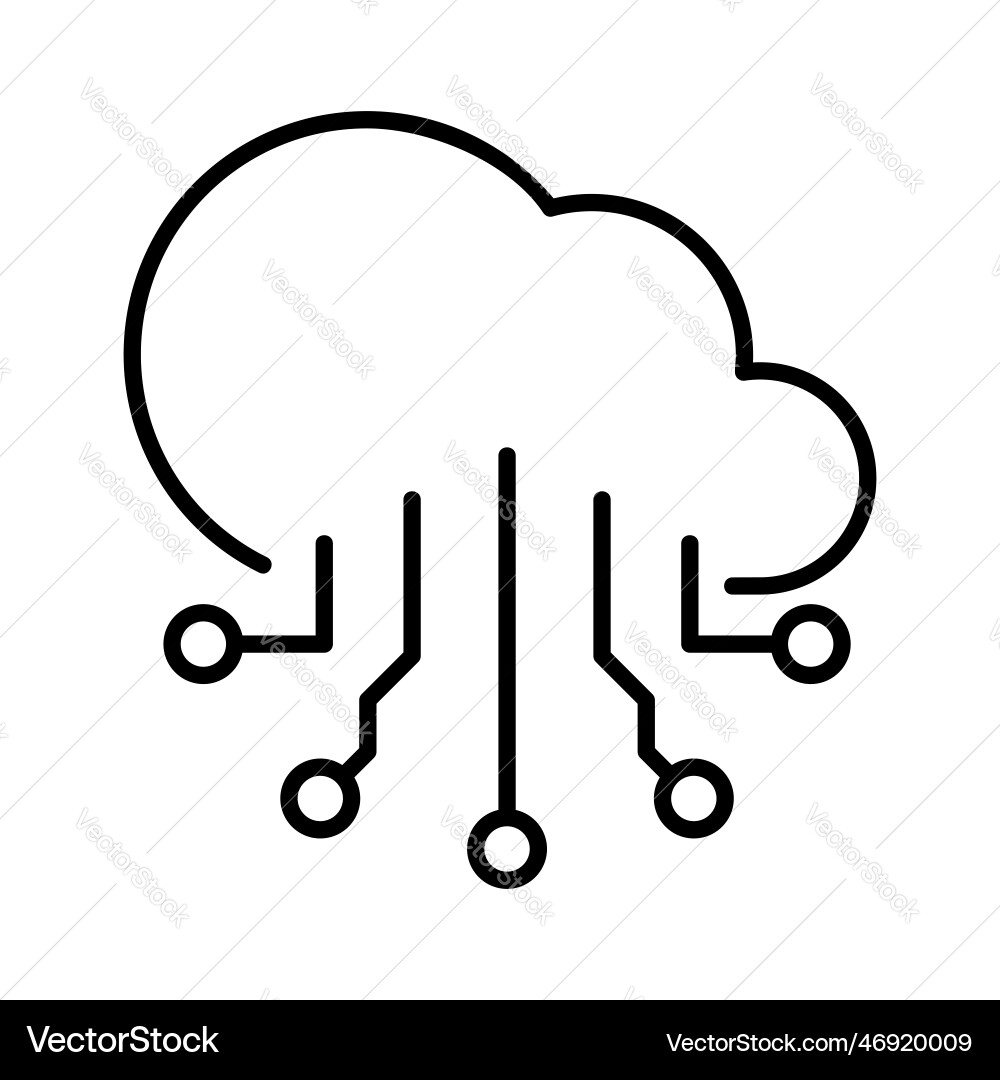 Cloud system automation outline icon vector image