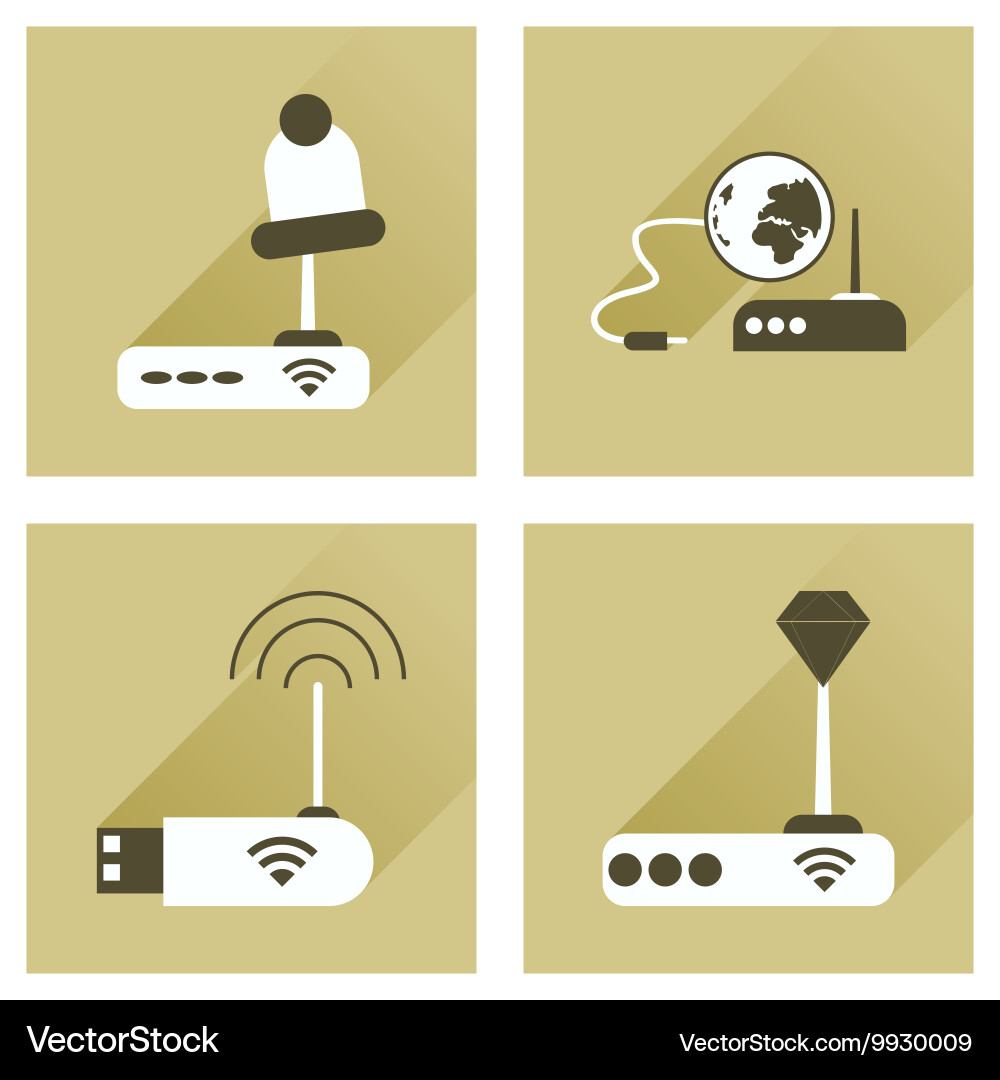 Concept of flat icons with long shadow wi-fi Vector Image