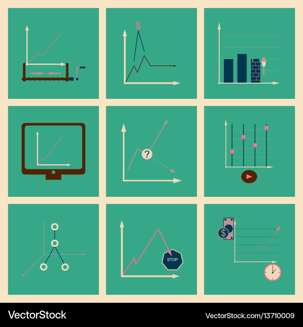 Concept of stylish flat design icons graph vector image