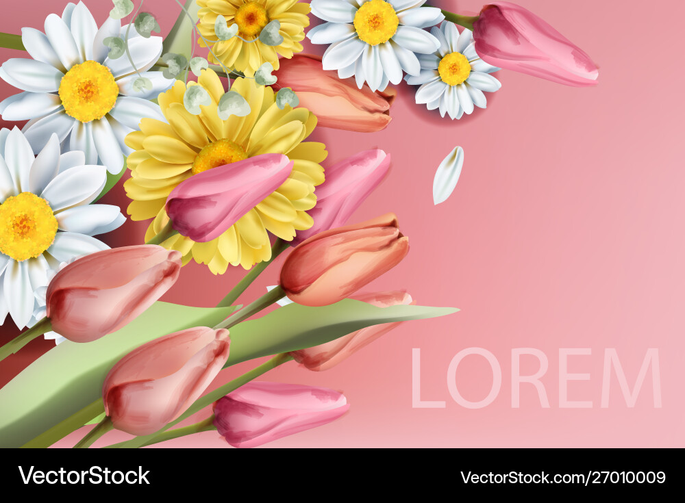 Daisy und Tulpen Blumen Bouquet Wasserfarbe Daisy und Tulpen Blumen Bouquet Wasserfarbe vektorbild