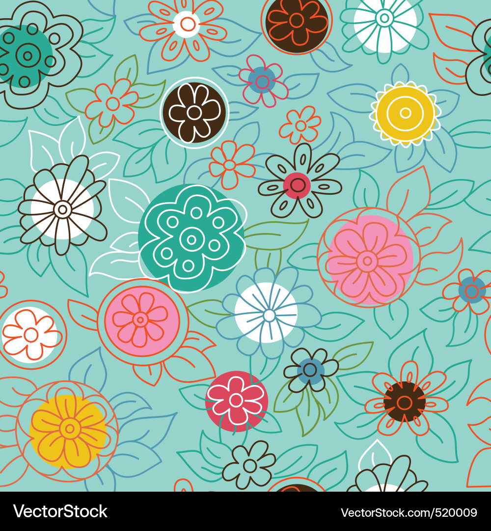 Floral Pattern - Watercolor Style Vector Image