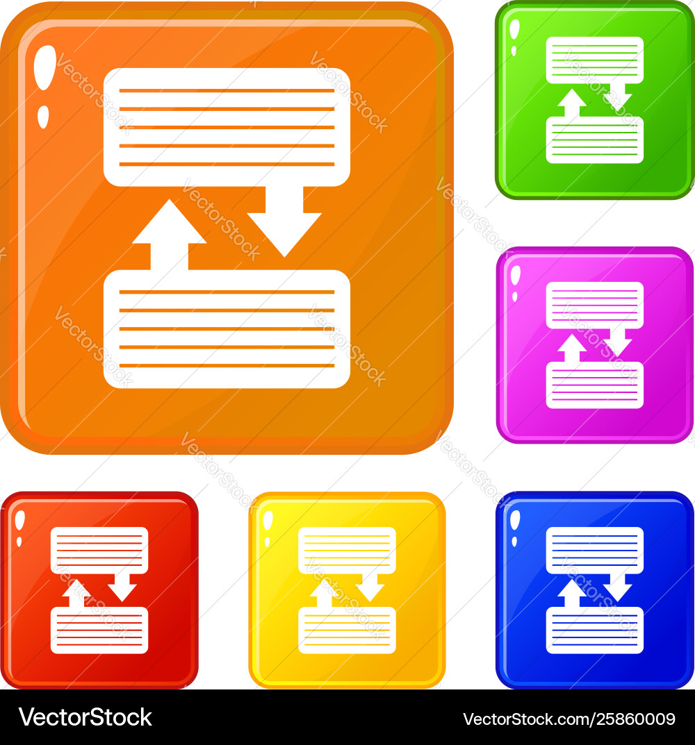 Infographic blocks with arrows icons set vector image