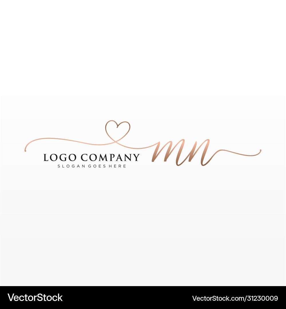 Initial mn beauty monogram and elegant logo design