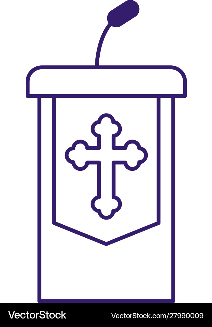 Isolated pulpit with cross line design Vector Image