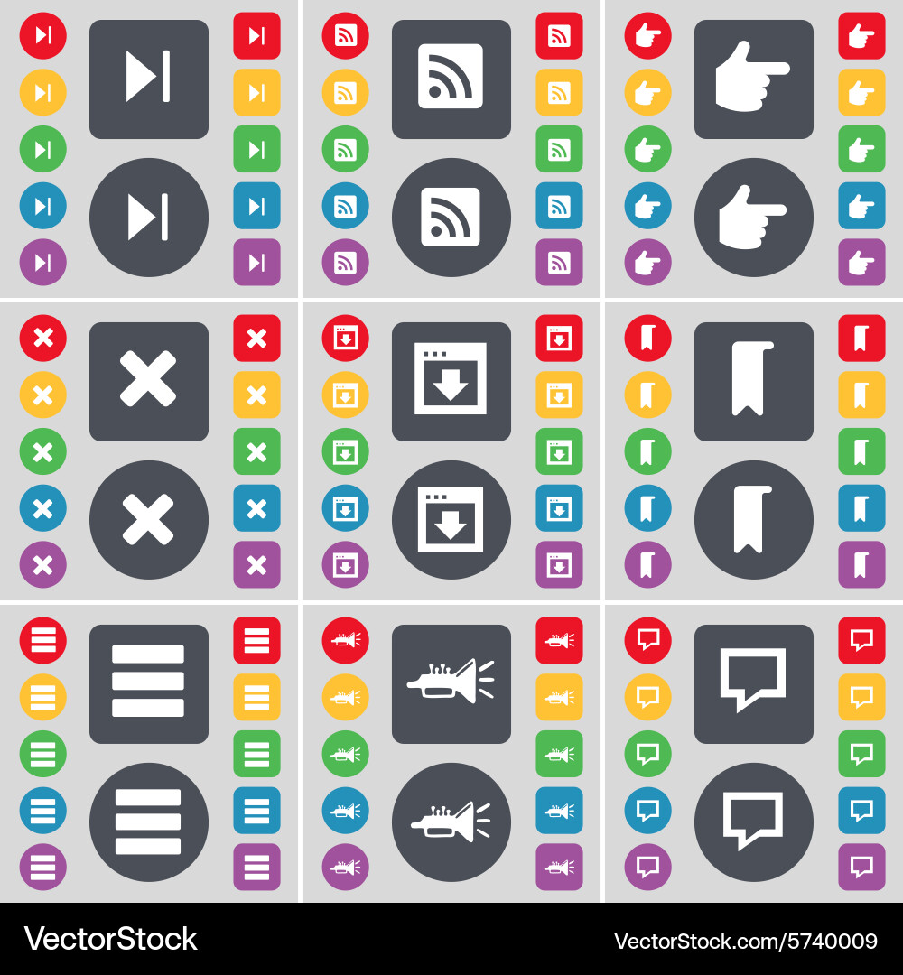Media skip rss hand stop window marker apps Vector Image