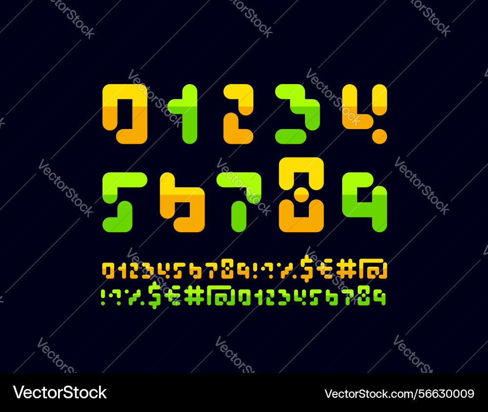 Pixel 3d numbers digital numeral set made Pixel 3d numbers digital numeral set made vector image