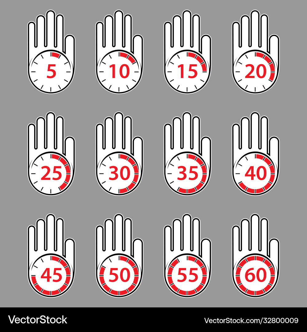 Raised open hand with a watch on it time to rest Raised open hand with a watch on it time to rest Vector Image