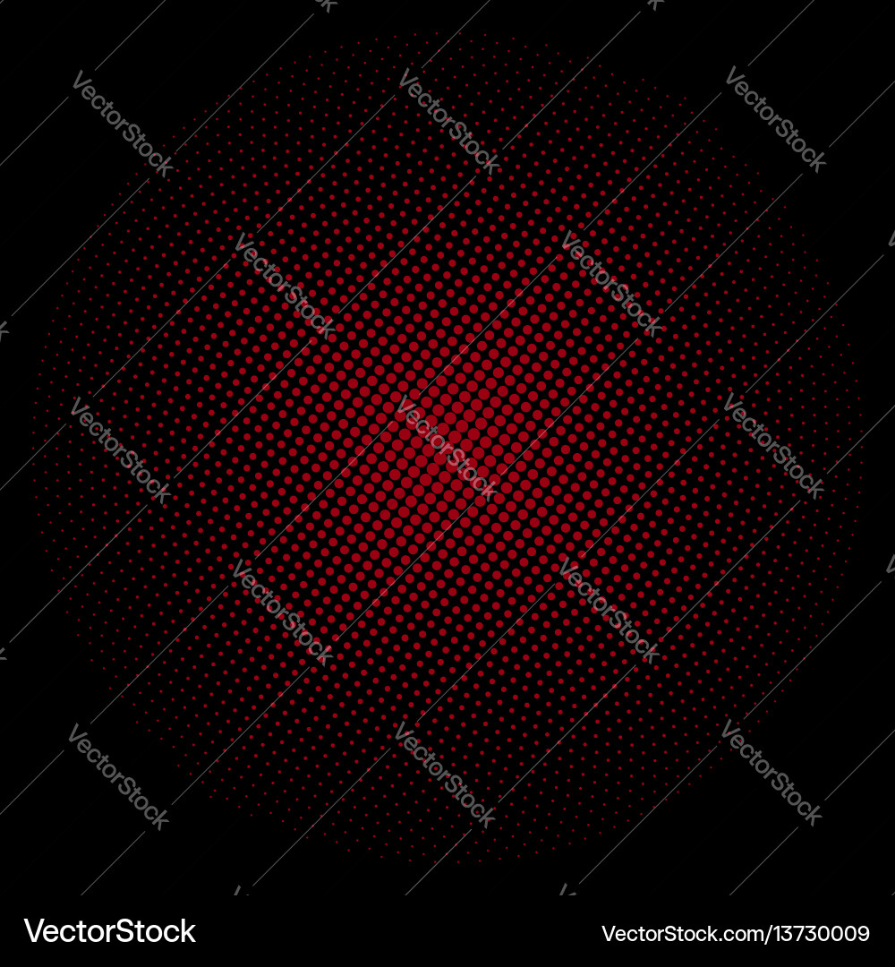 Red circle of dots on a black background vector image