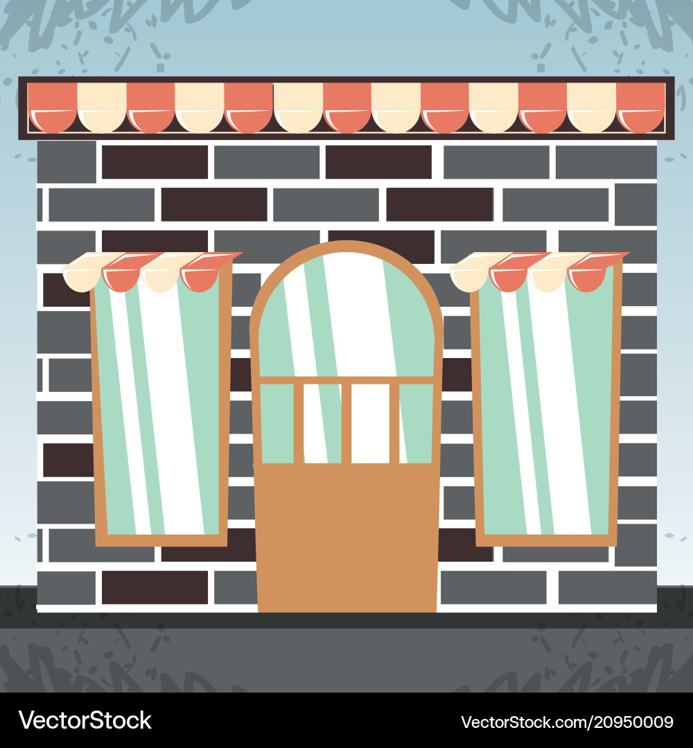 Retro store building front Retro store building front Vector Image