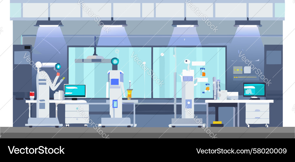 Robotic Laboratory Setup Vector Image