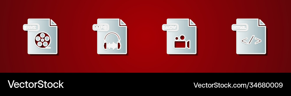 Set avi file document mp3 mov and html icon Set avi file document mp3 mov and html icon vector image