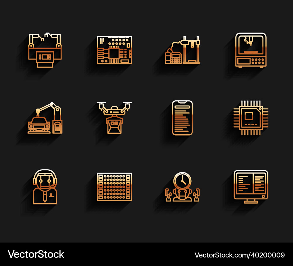 Set line worker robot assembly Set line worker robot assembly vector image