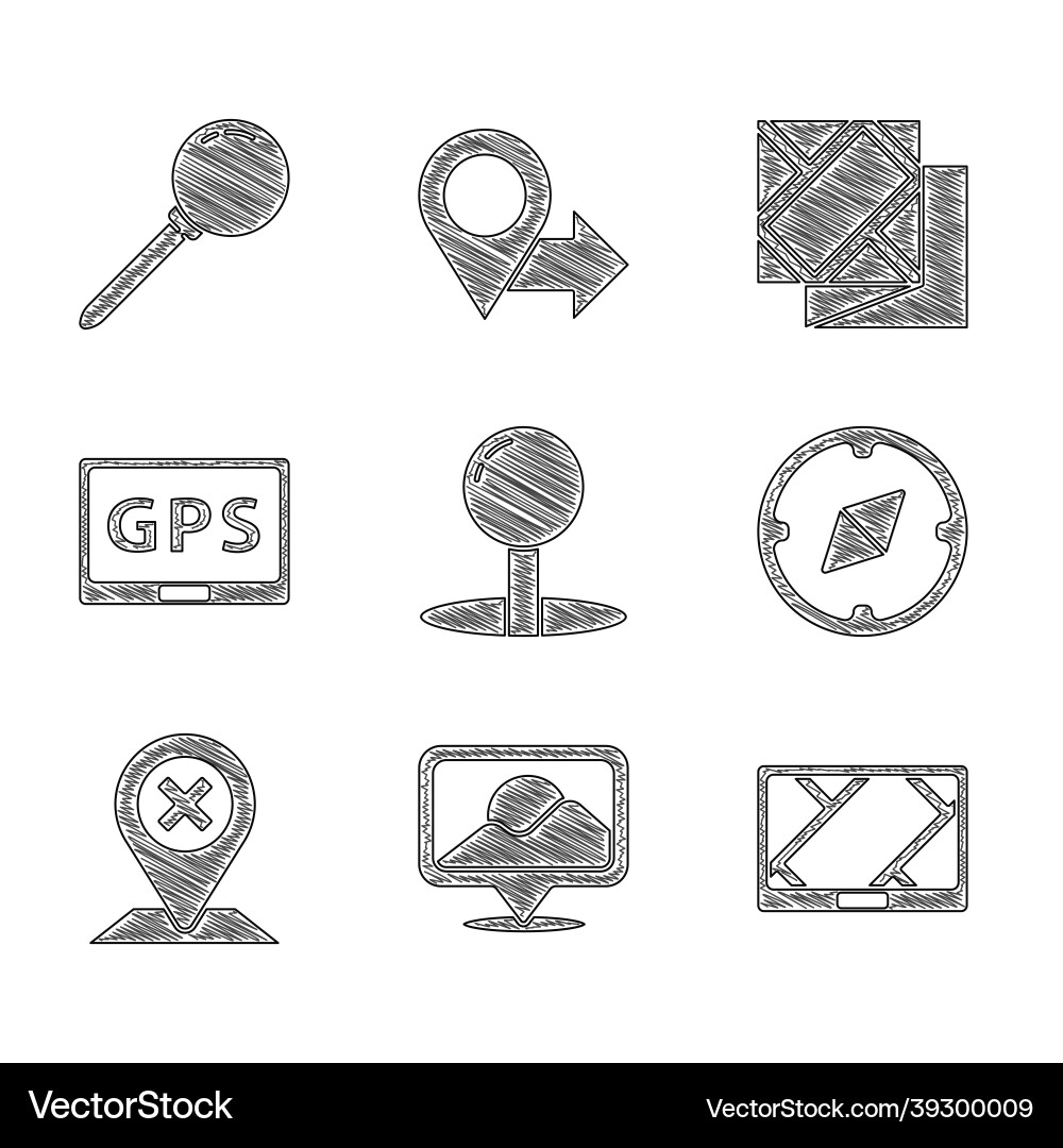 Set push pin location gps device with map Set push pin location gps device with map vector image
