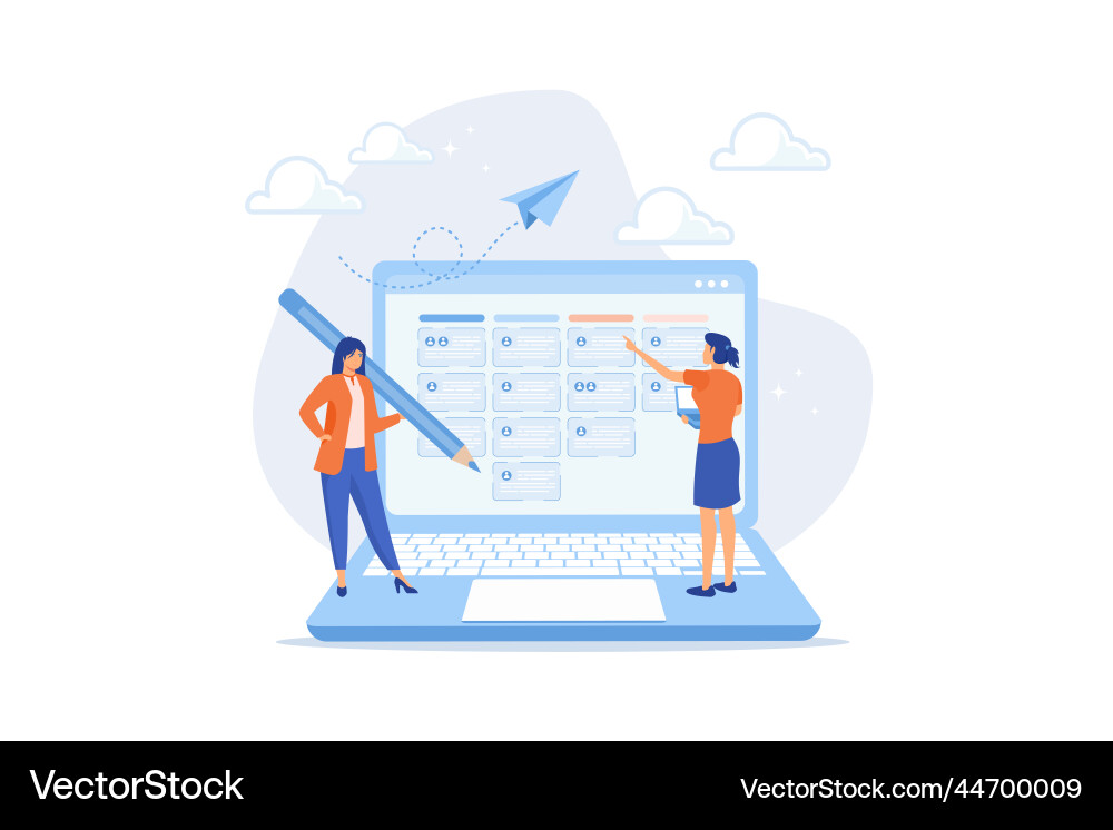 Task management software to organize project Task management software to organize project Vector Image