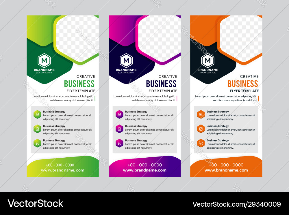 Template vertical roll-up banner with hexagon Template vertical roll-up banner with hexagon vector image