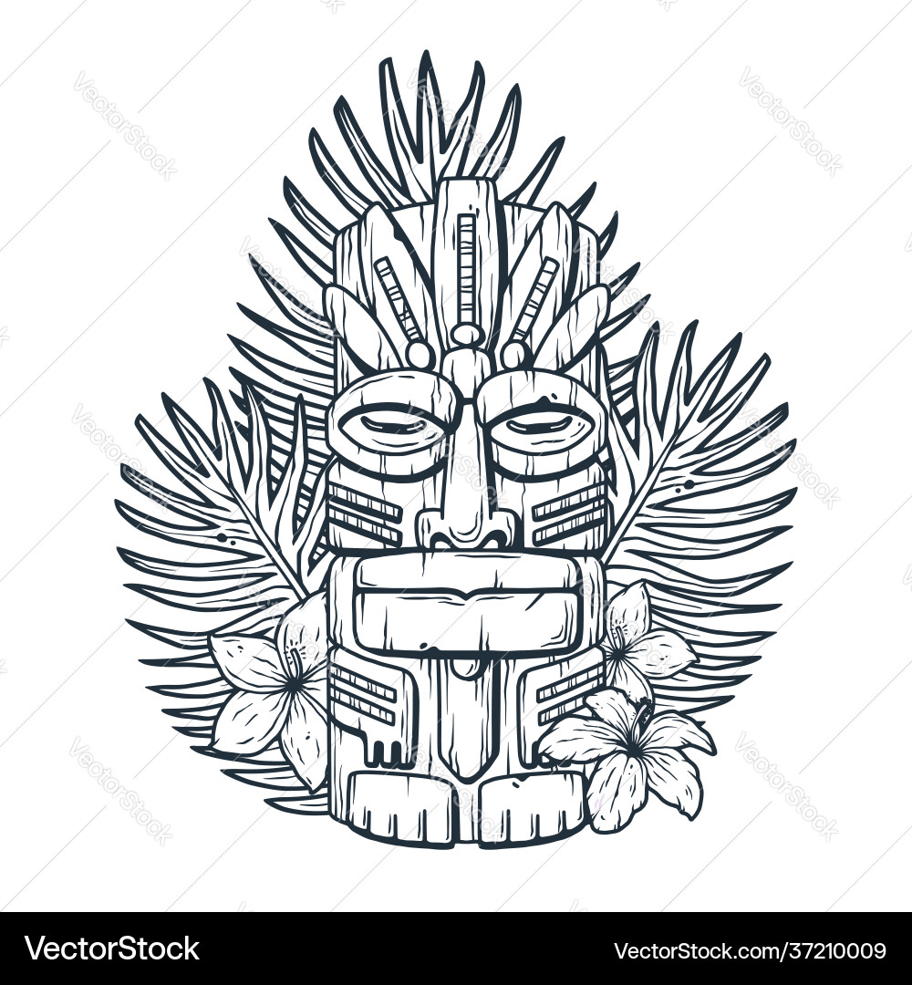 Tiki Mask - Polynesian Idol vector image