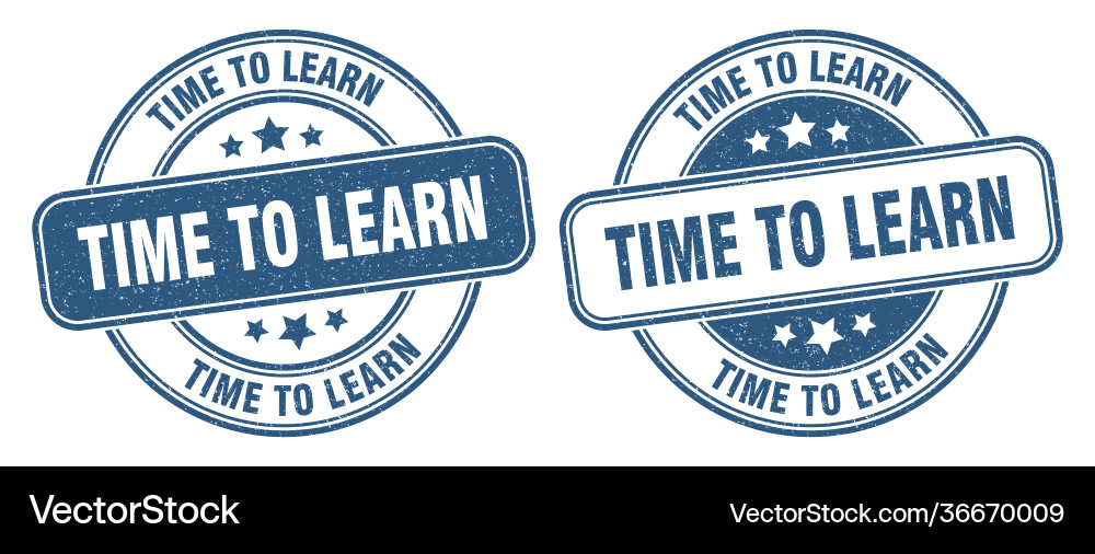 Time to learn stamp label round vector image