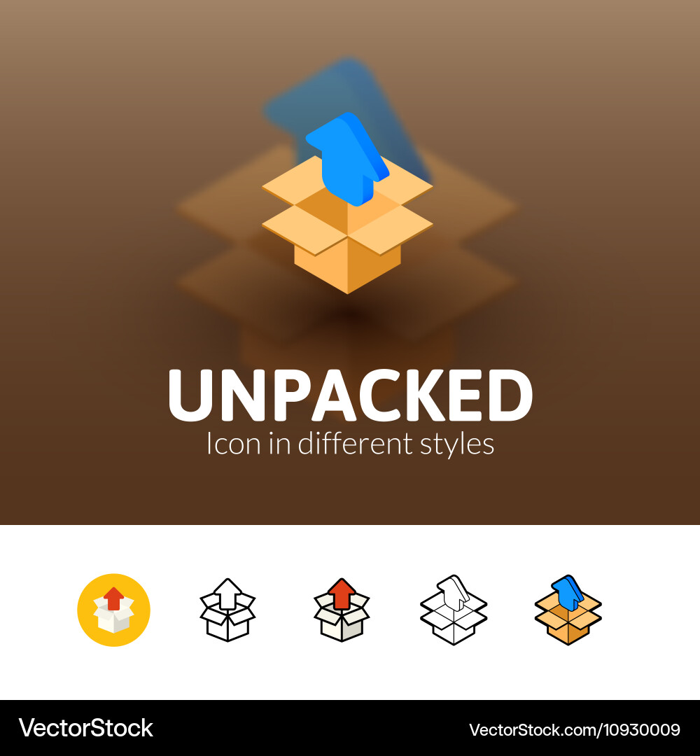 Unpacked icon in different style Vector Image
