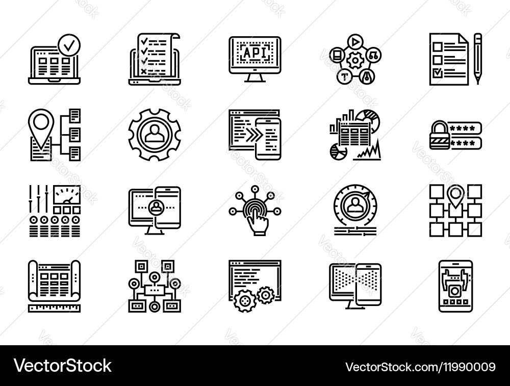 Web Development Line Icons vector image