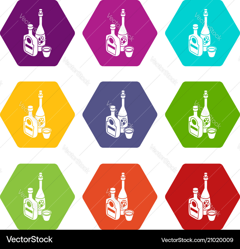 Wein Whisky Flaschensymbole Set 9 Wein Whisky Flaschensymbole Set 9 vektorbild