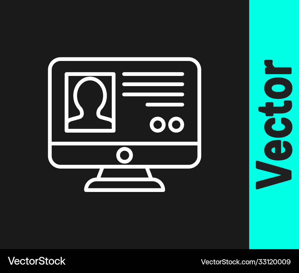 White line create account screen icon isolated White line create account screen icon isolated vector image