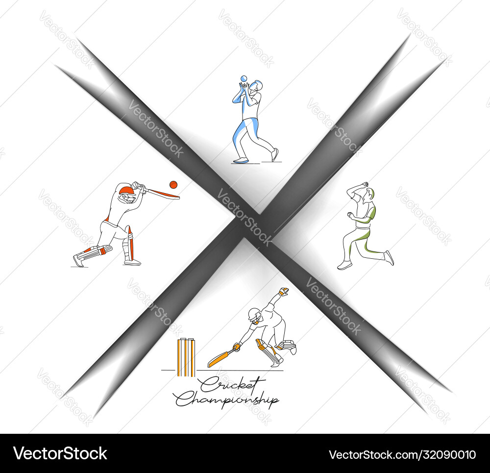 Abstract colorful pattern with batsman and bowler Abstract colorful pattern with batsman and bowler vector image