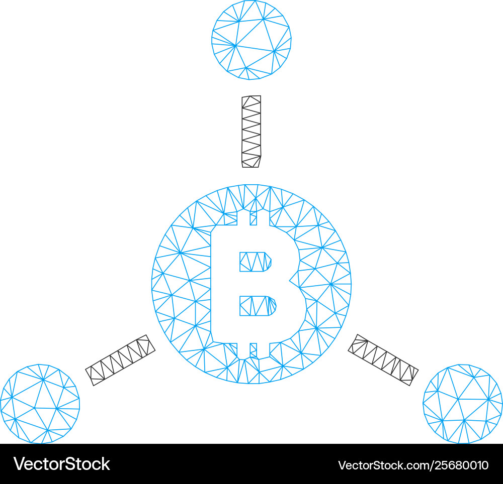 Bitcoin links mesh wire frame model Bitcoin links mesh wire frame model vector image