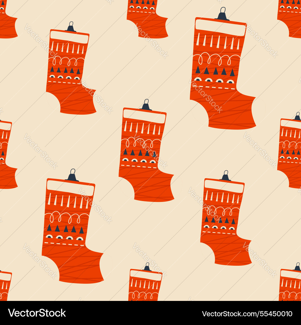 Christmas seamless pattern socks tree Vector Image