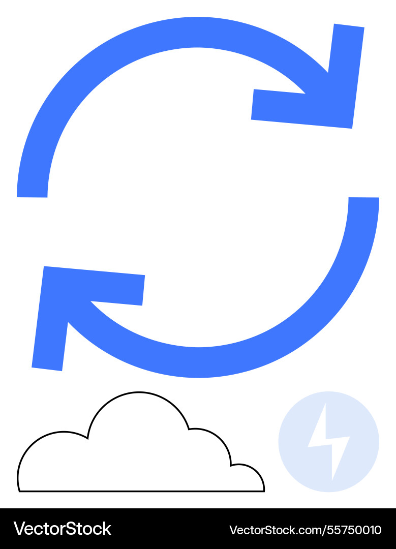 Cloud synchronization process with refresh arrows Cloud synchronization process with refresh arrows vector image