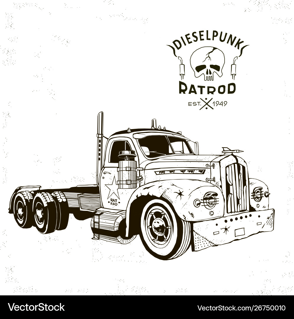 Diesel Punk Hot Rod Truck2 isolierte Kunst Diesel Punk Hot Rod Truck2 isolierte Kunst vektorbild