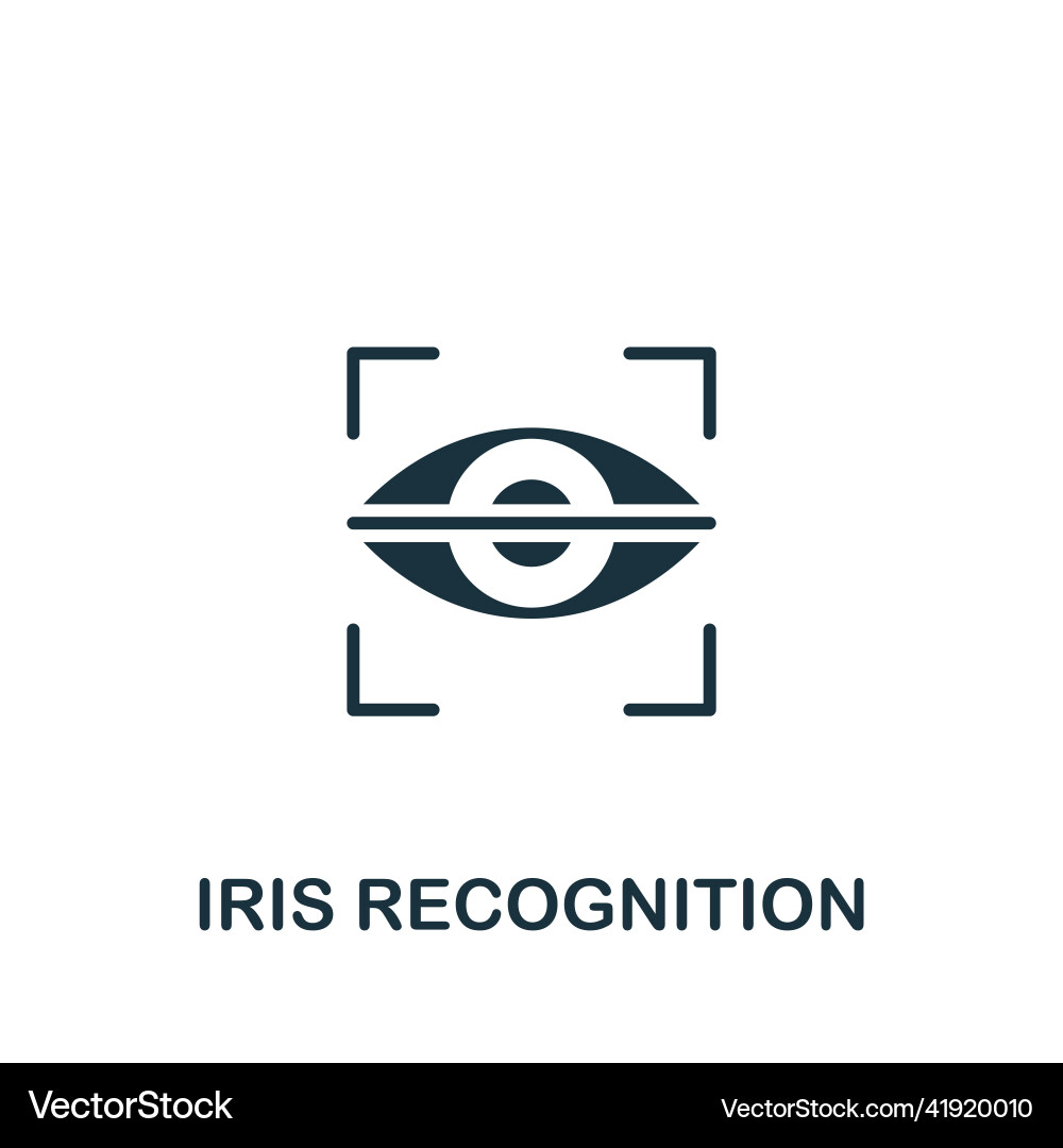 Iris recognition icon monochrome simple Iris recognition icon monochrome simple vector image