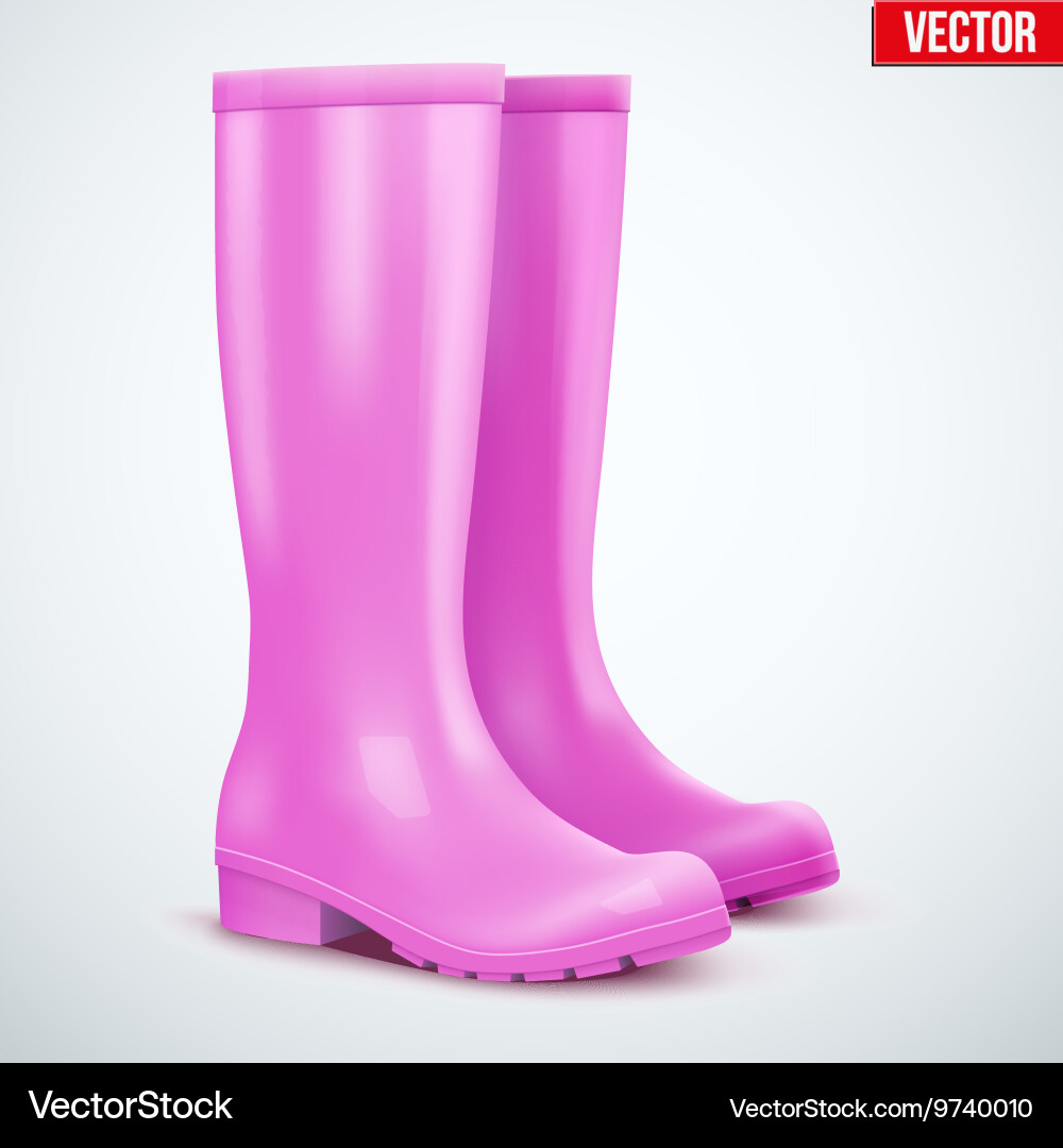 Pink Rubber Rain Boots vector image
