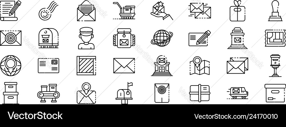 Postman icons set outline style Vector Image