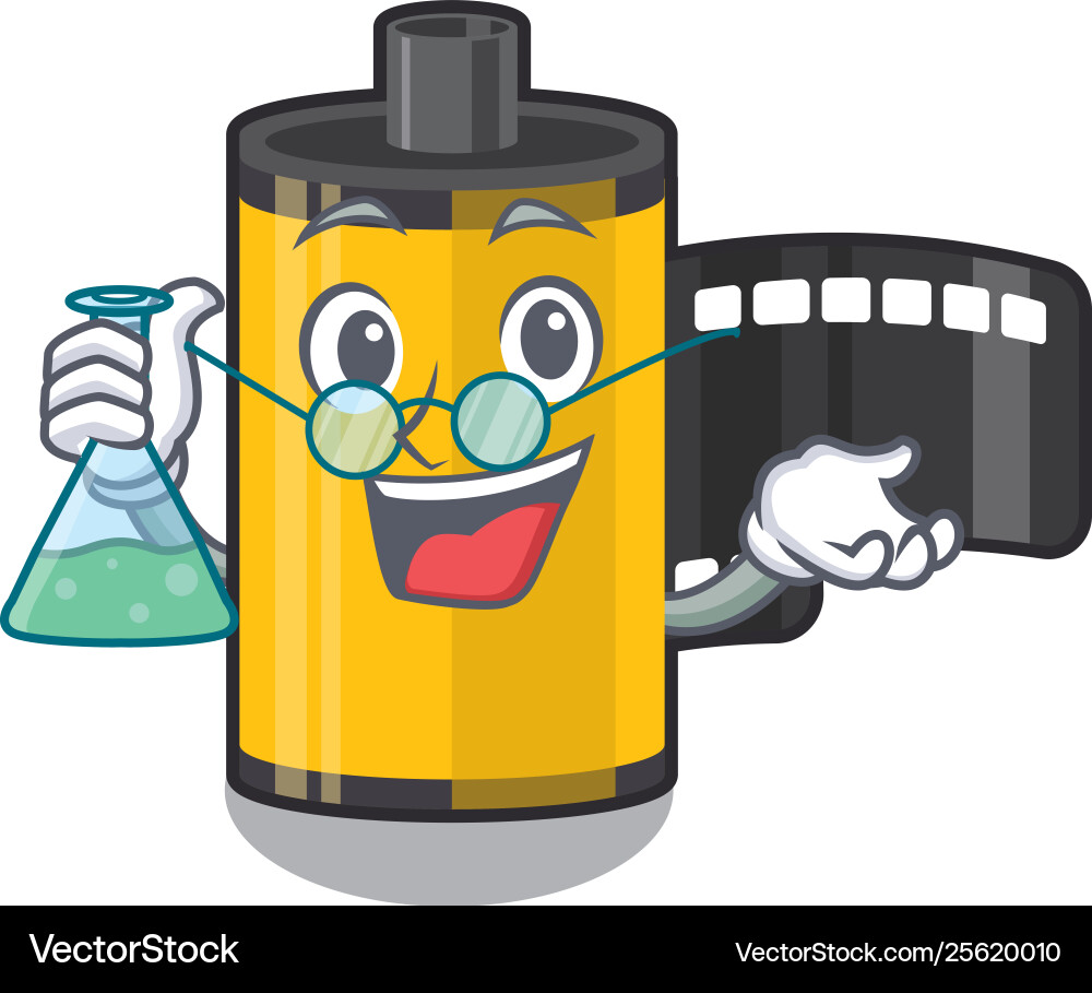 Professor camera roll isolated with character Professor camera roll isolated with character Vector Image